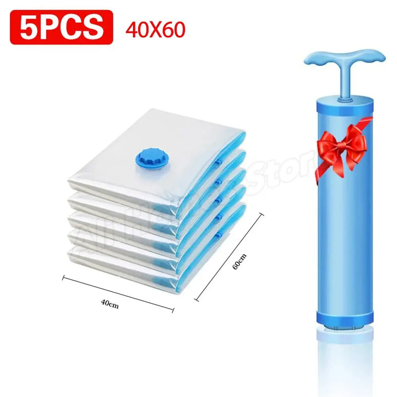 8/5/3PCS Vacuum Storage Bags Compression Pack Vacuum Bag for Down Storing Clothes Bedding Blanket Space Save Travel BagOrganizer