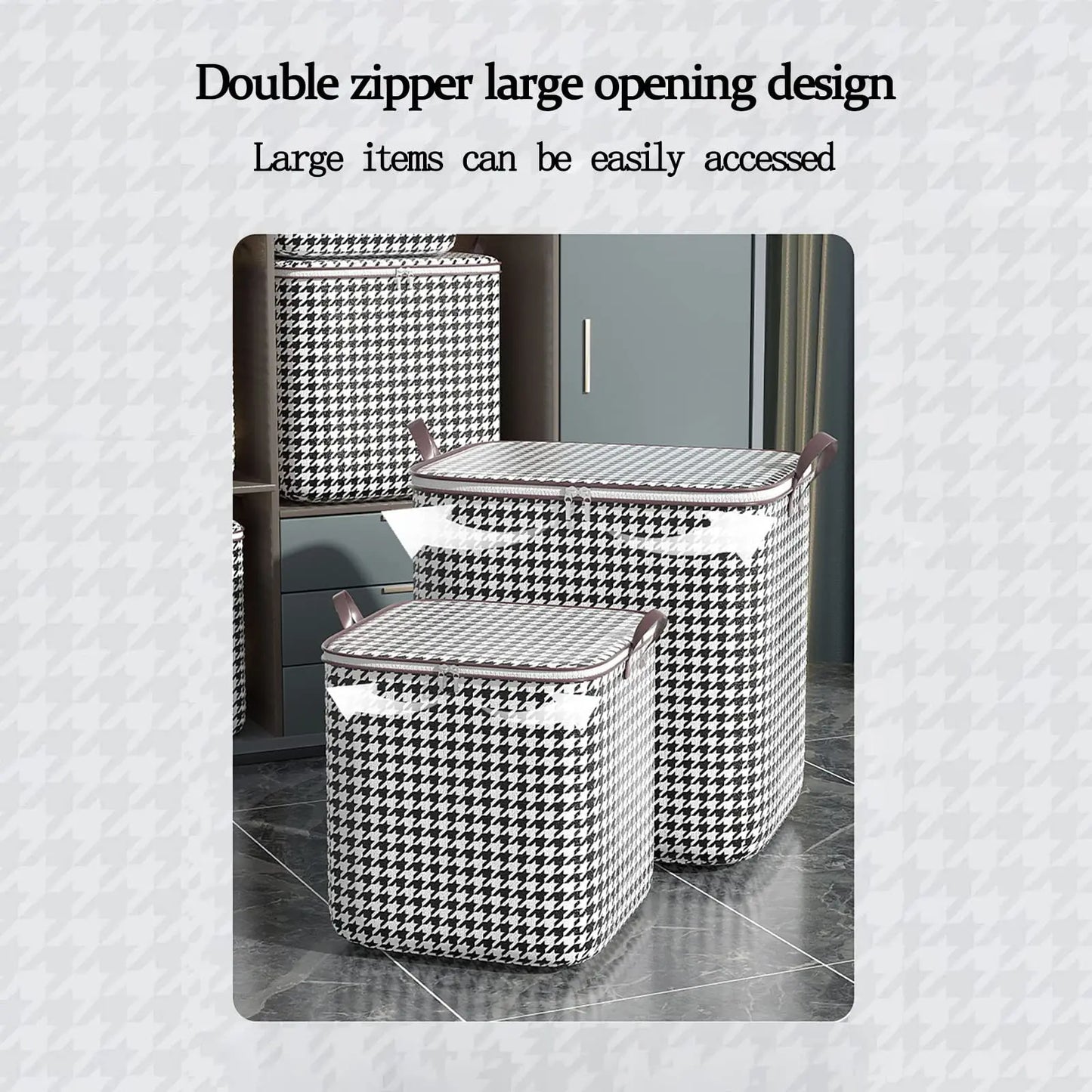 Extra-large Plaid Storage Box Plaid Storage Box Blanket Storage Bag Storage Container with Handle Closet Storage Box