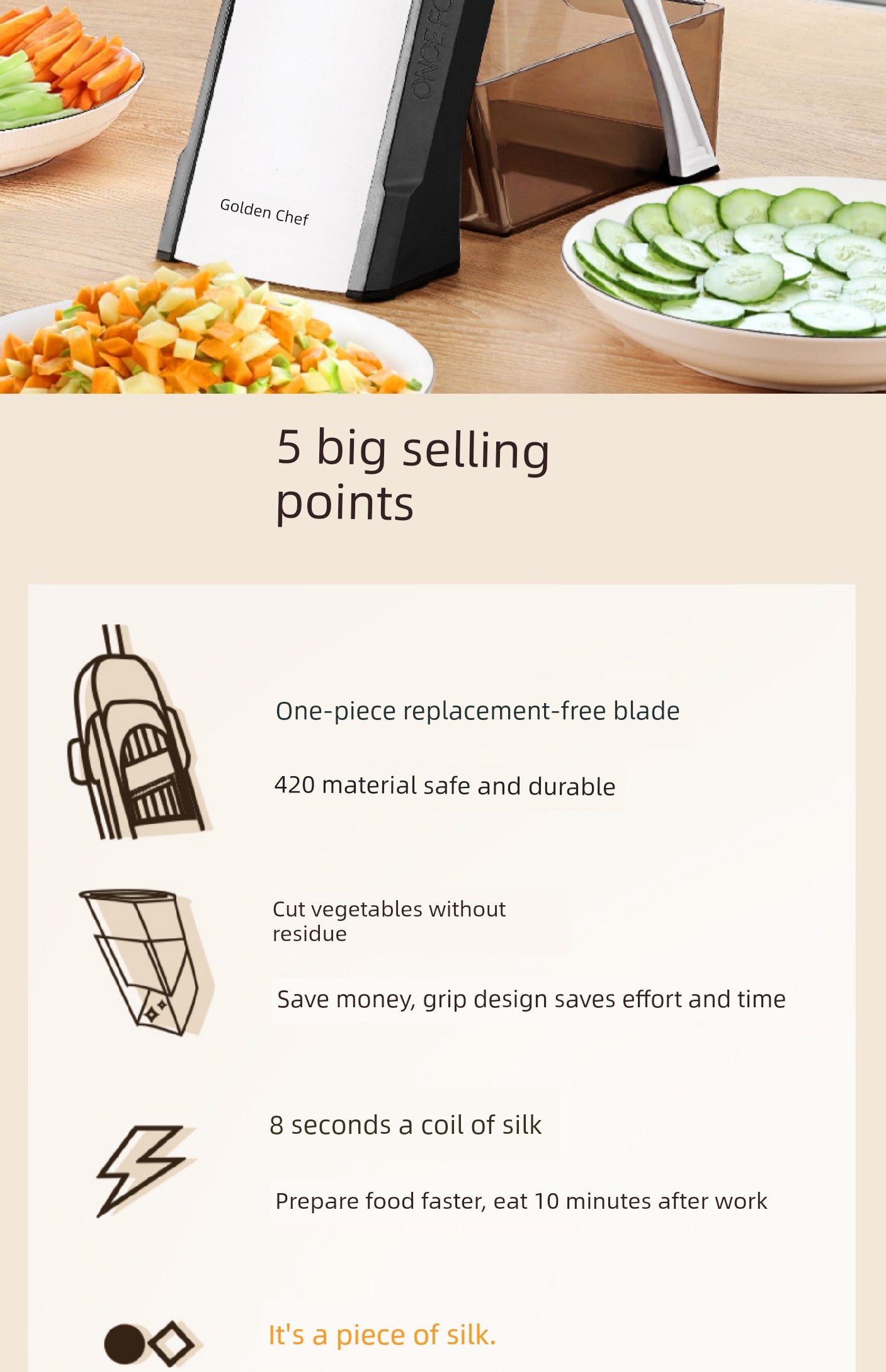 Ralador, Fatiador, Raspador e Picador Multifuncional Gold Kitchen Fatiador em cubos para uso doméstico, cortador universal de vegetais para cozinha