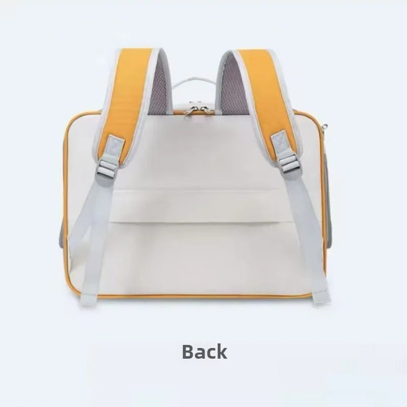 Portable Pet Carrier Backpack for Cats & Small Dogs, Travel-Friendly Cat Cage Bag with Adjustable Shoulder Strap & Pull Handle,