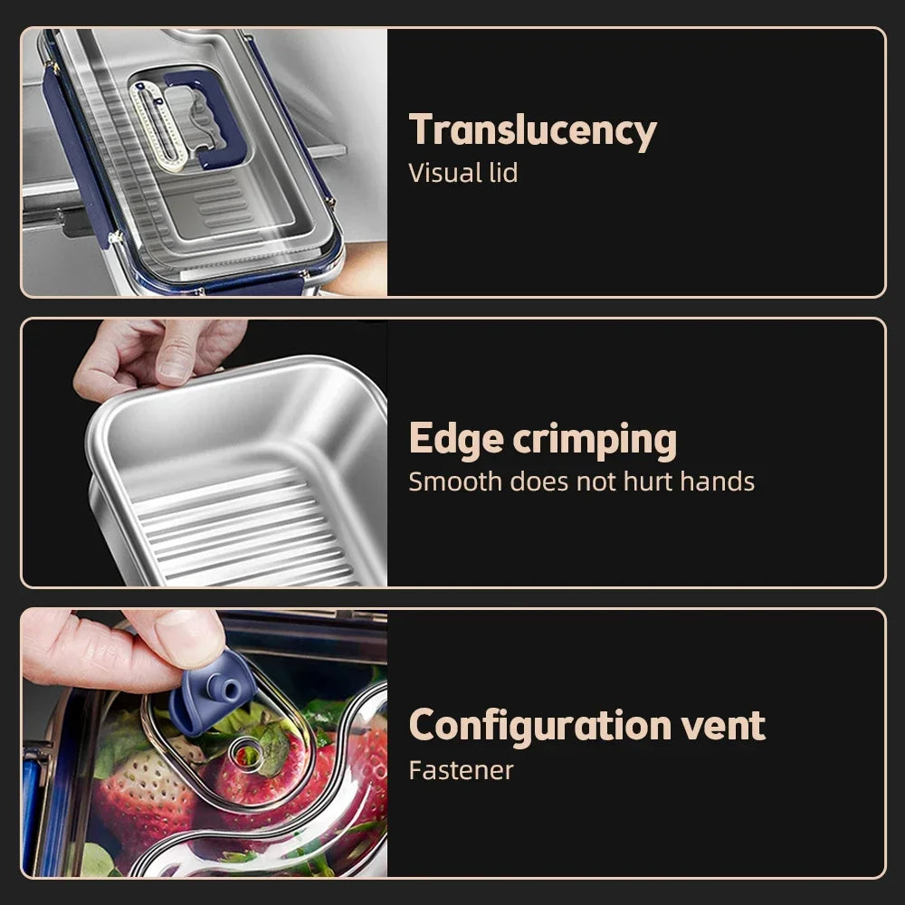 Food Storage Containers with Lids Airtight Food Grade 316 Stainless Steel Large Capacity Leakproof Kitchen Storage Container