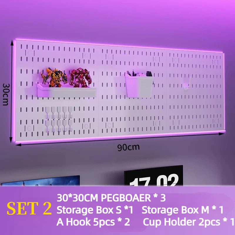 Peg  board Office Pegboard Rack Pegboards Kitchen Garage Wall Panels Display Stand Door Back Storage Holder Perforated