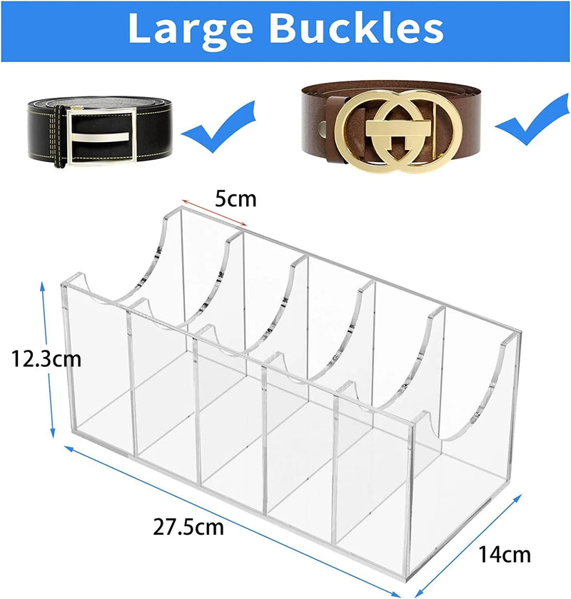 5/8 Grid Clear Acrylic Belt Organizer for Closet,Assemble Belt Storage Box Display Case for Tie Bow Tie Women Men Belt Holder