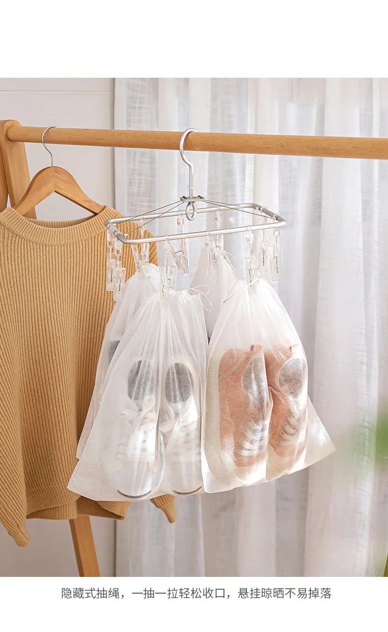 10pcs Shoes Storage Bag Closet Organizer Non-woven Travel Portable Bag Waterproof Pocket Clothing Classified Hanging Bags