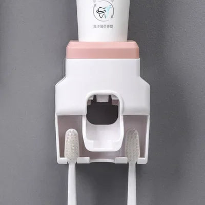 Creative Toothbrush Holder Set Toothpaste Dispenser Wall Mount Stand Bathroom Accessories Set Rolling Automatic Squeezer