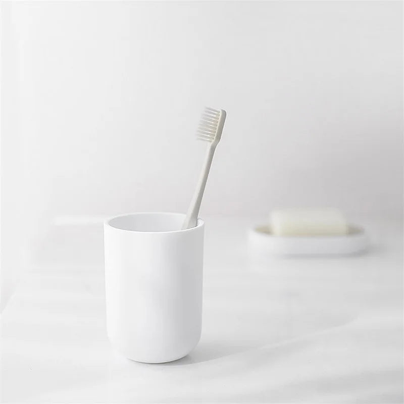 Black Bathroom Accessories Sets Toothbrush Holder Soap Dispenser Toilet Brush Trash Can Toothpaste Dispenser Bathroom Essential