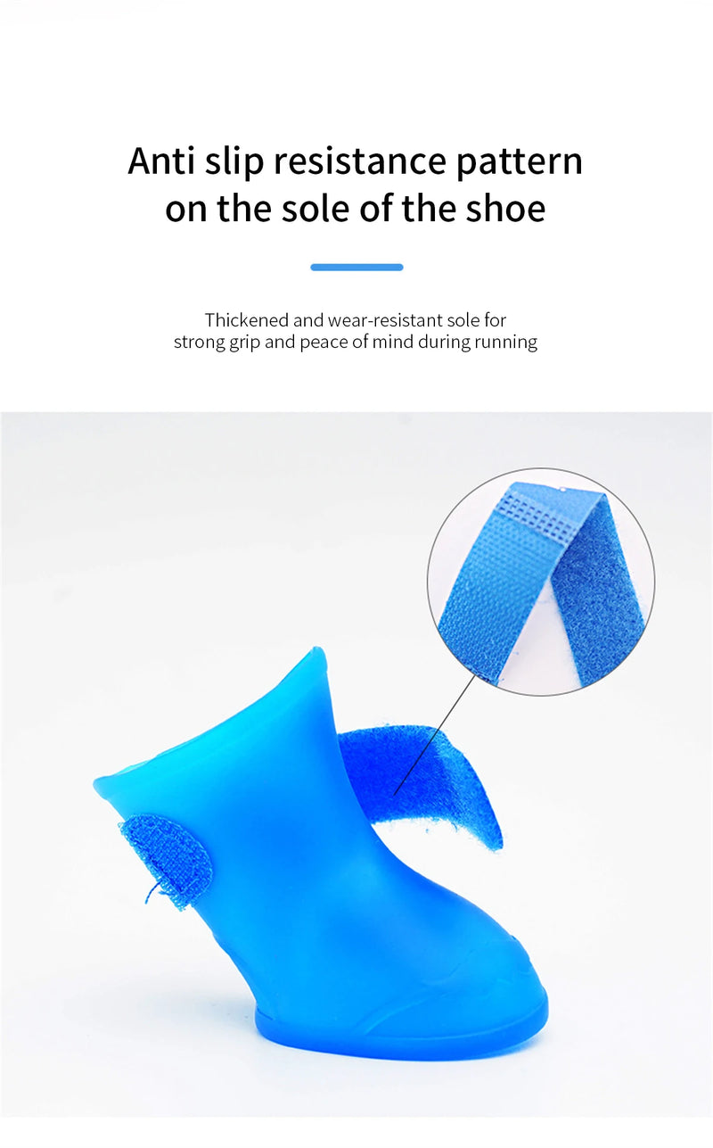 4Pcs Small Medium Large Dogs Cats Outdoor Shoe Dog Ankle Boots Pet WaterProof Rainshoe Anti-slip Rubber Boot Pet Accessories