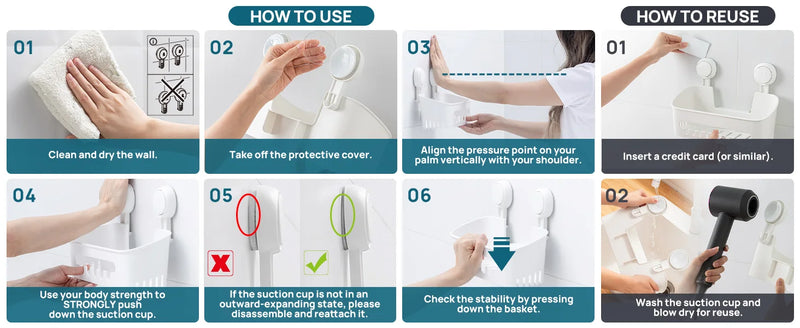 TAILI Shower Caddy Suction Cup Shower Shelf Suction Shower Basket Removable Powerful Shower Organizer Suction Bathroom Caddy