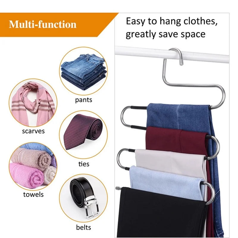 5 Tier Novelty Adjustable Trouser Pants Tie Shawl Rack Belt Scarf Neckties Hanger Holder Multifunctional Closet Organizer