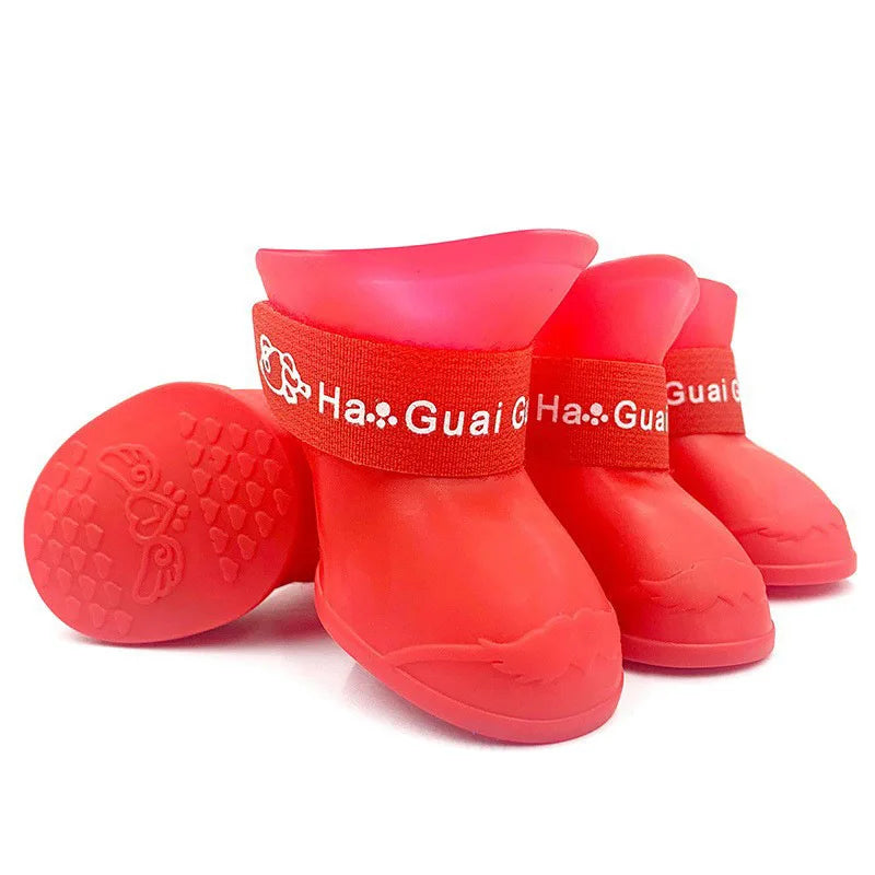 4Pc/Set Pet WaterProof Rainshoe Anti-slip Rubber Boots for Chihuahua Outdoor Footwear Socks Dog Ankle Boots Pet Accessories