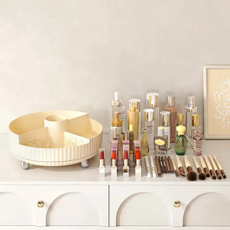 Rotating cosmetics storage box desktop large capacity 360 degree skin care product storage rack dressing table simple storage...