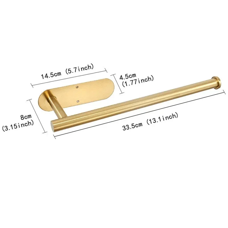 Paper Towel Holder Under Cabinet Wall Mount Stainless Steel Black Kitchen Paper Towel Rack Bathroom Self Adhesive No Drilling
