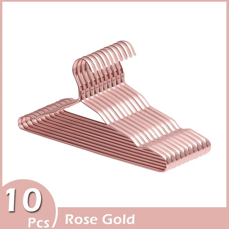 10Pcs Aluminum Clothes Racks Durable Coat Hangers Anti-slip Durable Metal Rack Wardrobe Organizer Closet Clothing Storage Rack