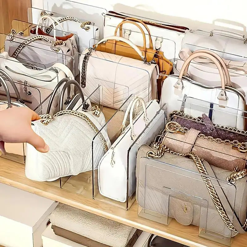 4 Slots Handbag Storage Racks Transparent Wardrobe Divider Shelf Acrylic Storage Holder Closet Organizer Bags Display Racks
