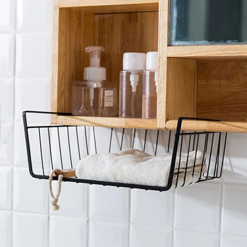 Multipurpose Closet Storage Basket Hanging Basket Organizer Metal Hanging Basket for Kitchen Cabinets and Desks