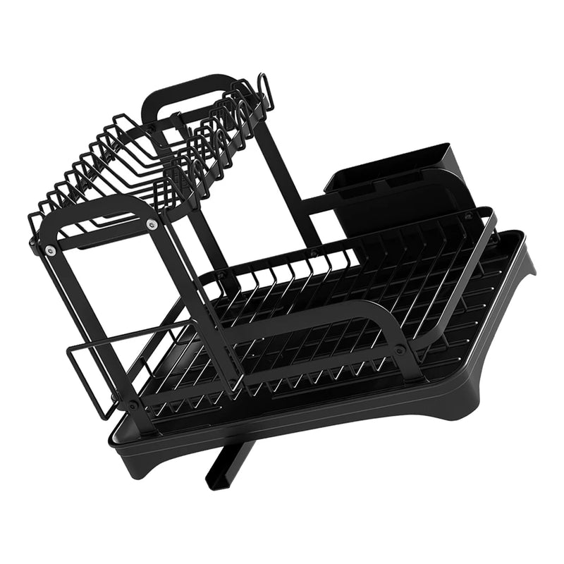2025 NEW 2-layer countertop tableware storage rack drain plate bowl dish drain rack kitchen dish drain rack with drain rack