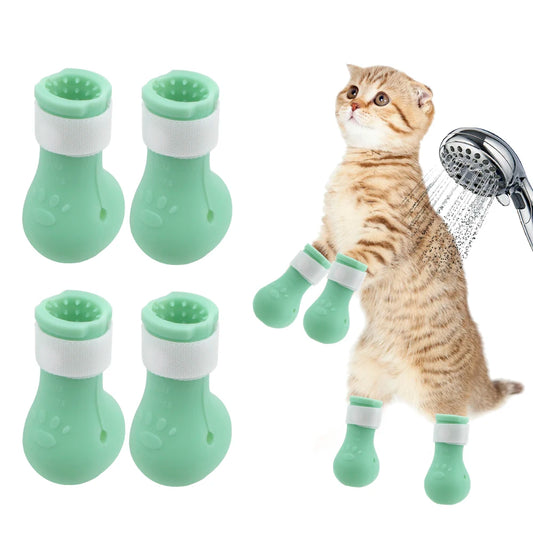 Washing Anti-Scratch Cut Nails Bath Anti-Scratch Bite Washing Shoes Pet Paw Protector Boots Cat Feet Set Bath Supplies