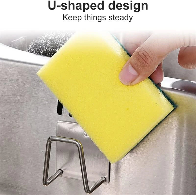 Wall Hooks Kitchen Organizer Sponges Cleaning Brush Self-Adhesive Drain Drying Rack Toilet Bathroom Accessories Storage Holder