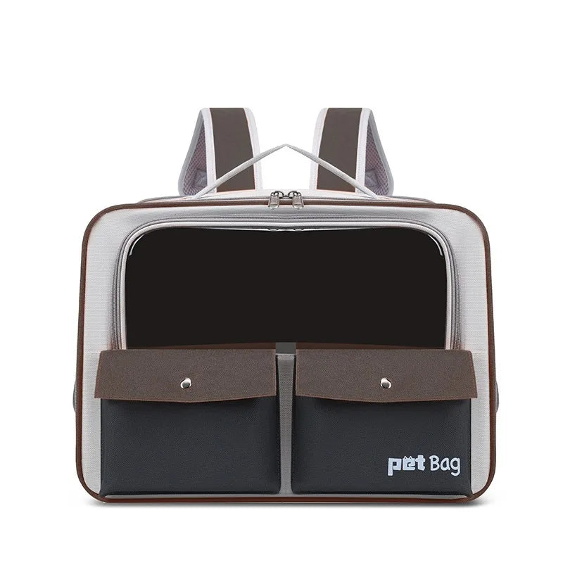 Portable Pet Carrier Backpack for Cats & Small Dogs, Travel-Friendly Cat Cage Bag with Adjustable Shoulder Strap & Pull Handle,