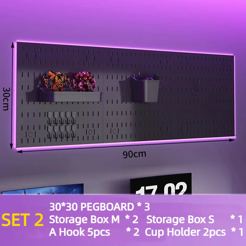 Peg  board Office Pegboard Rack Pegboards Kitchen Garage Wall Panels Display Stand Door Back Storage Holder Perforated