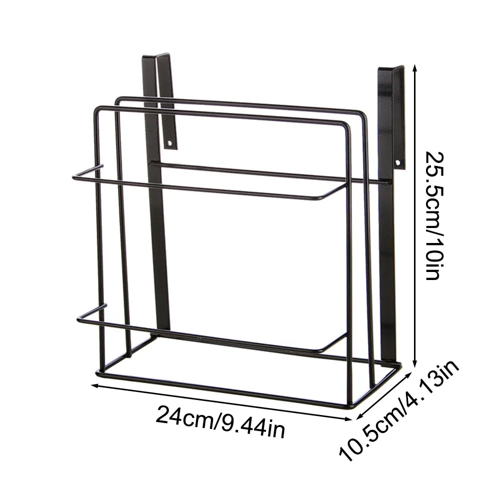Cutting Board Kitchen Shelf, Double-Layer Perforation-Free Cabinet Hanger, Rag, Cutting Board Storage And Finishing Iron Hanger