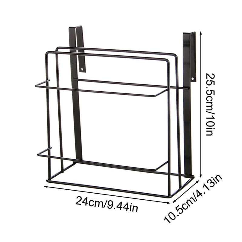 Cutting Board Kitchen Shelf, Double-Layer Perforation-Free Cabinet Hanger, Rag, Cutting Board Storage And Finishing Iron Hanger