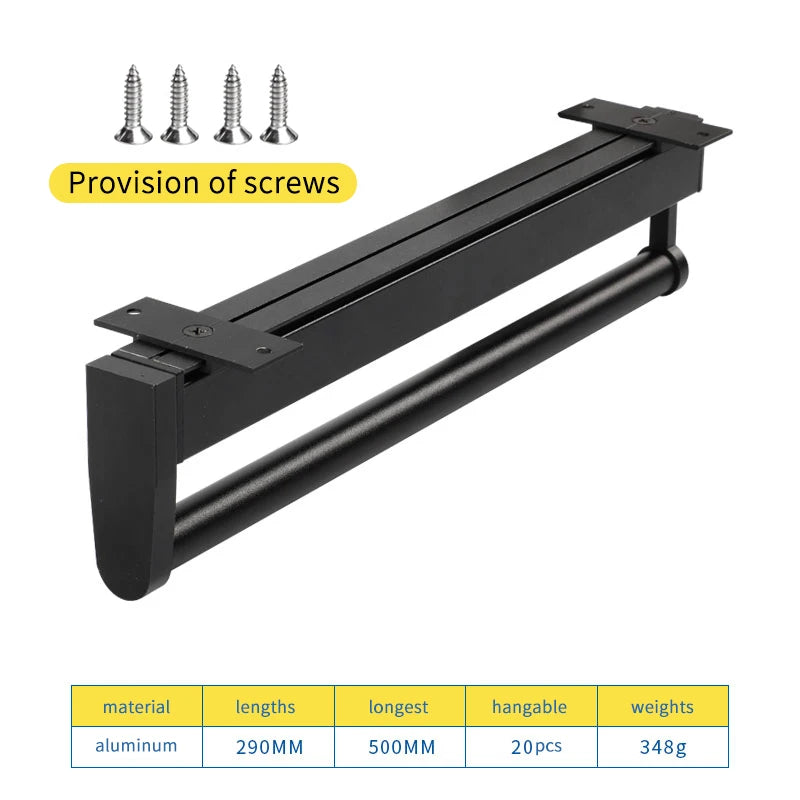 Closet shallow closet retractable hangers Cabinet hanging rod vertical pull-out top mounted trouser rack free of holes