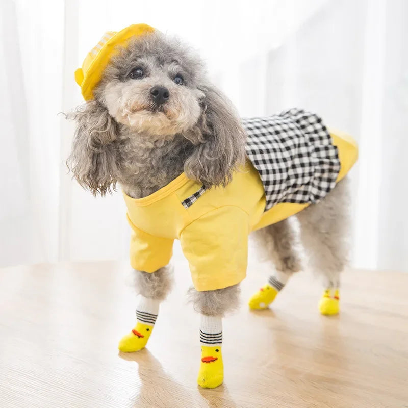 4pcs Cute Cat Socks, Anti-Slip Paw Protector, Comfortable Cotton Knit Indoor Shoes for Small Cats, Autumn Winter Pet Footwear