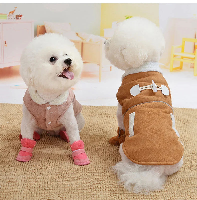 4Pcs/set Warm Pet Dog Shoes for Small Medium Dogs Cute Dog Boots Outdoor Non-Slip Puppy Sneakers Anti-Slip Dog Foot Protector