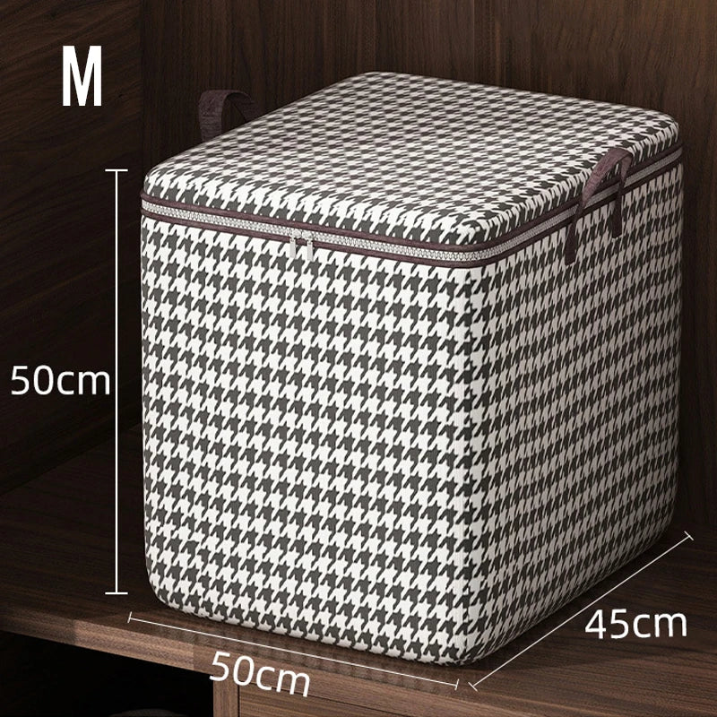Extra-large Plaid Storage Box Plaid Storage Box Blanket Storage Bag Storage Container with Handle Closet Storage Box