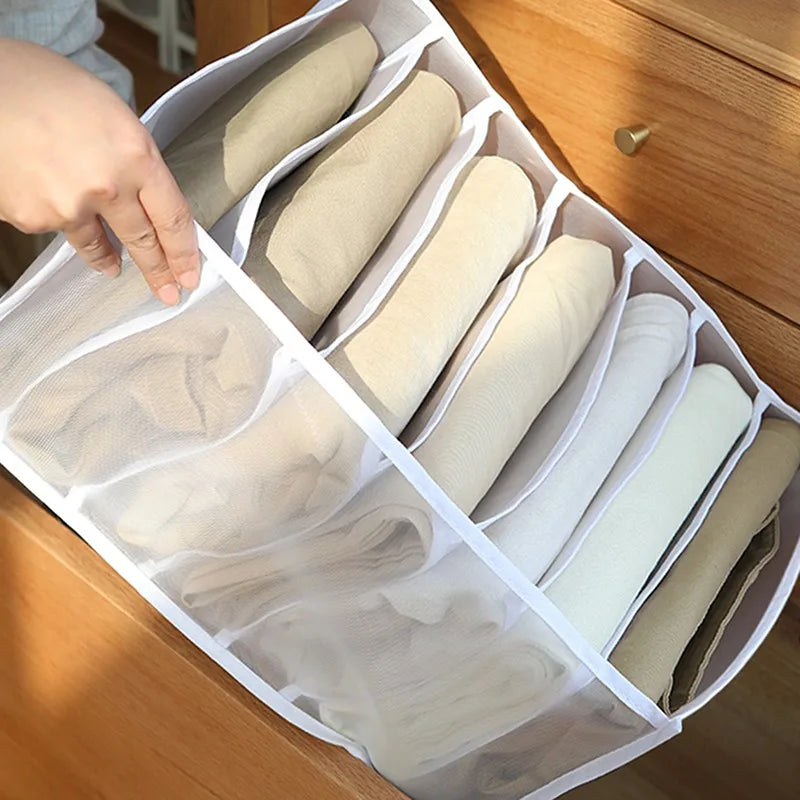 7 Grids Jeans Storage Box Closet Wardrobe Clothes Compartment Boxes Drawer Jeans Socks Separation Organizer Pants Storage