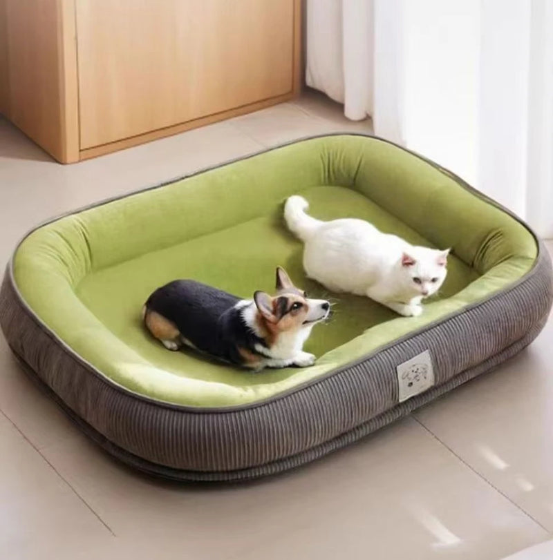 All-Season Detachable Washable Dog Bed for Small/Medium Dogs - Thermal Winter Pet Sofa Cushion Mat with Removable Cover