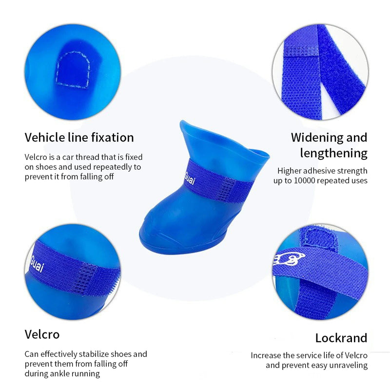 4Pcs Small Medium Large Dogs Cats Outdoor Shoe Dog Ankle Boots Pet WaterProof Rainshoe Anti-slip Rubber Boot Pet Accessories