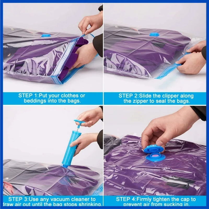 8/5/3PCS Vacuum Storage Bags Compression Pack Vacuum Bag for Down Storing Clothes Bedding Blanket Space Save Travel BagOrganizer