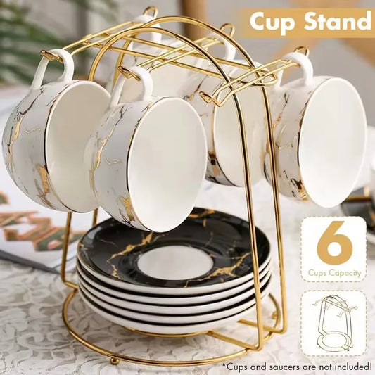 1PC Nordic Home Kitchen Tabletop Coffee Mug Holder 6 Cups Stand Metal Cups Holders Rack Drain Modern Storage Rack
