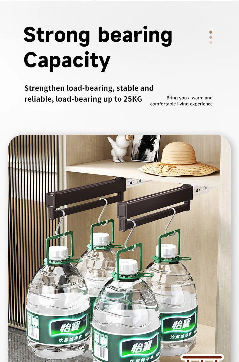 Expandable Sliding Pants Rack Collapsible Drying Holder Aluminum alloy Wardrobe Clothes Rack Wall-mounted Retractable organizer