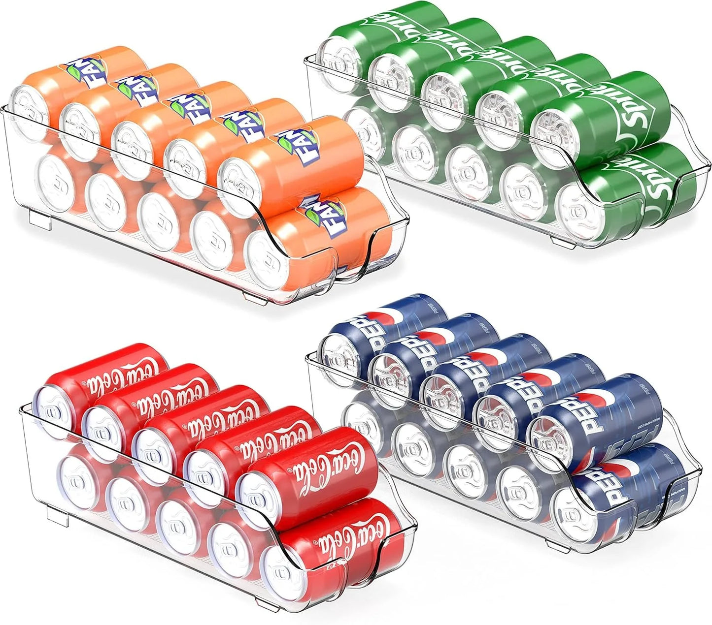 plastic box Simple Houseware Soda Can Organizer for Pantry / Refrigerator, Clear, Set of 2 storage box  storage organizer