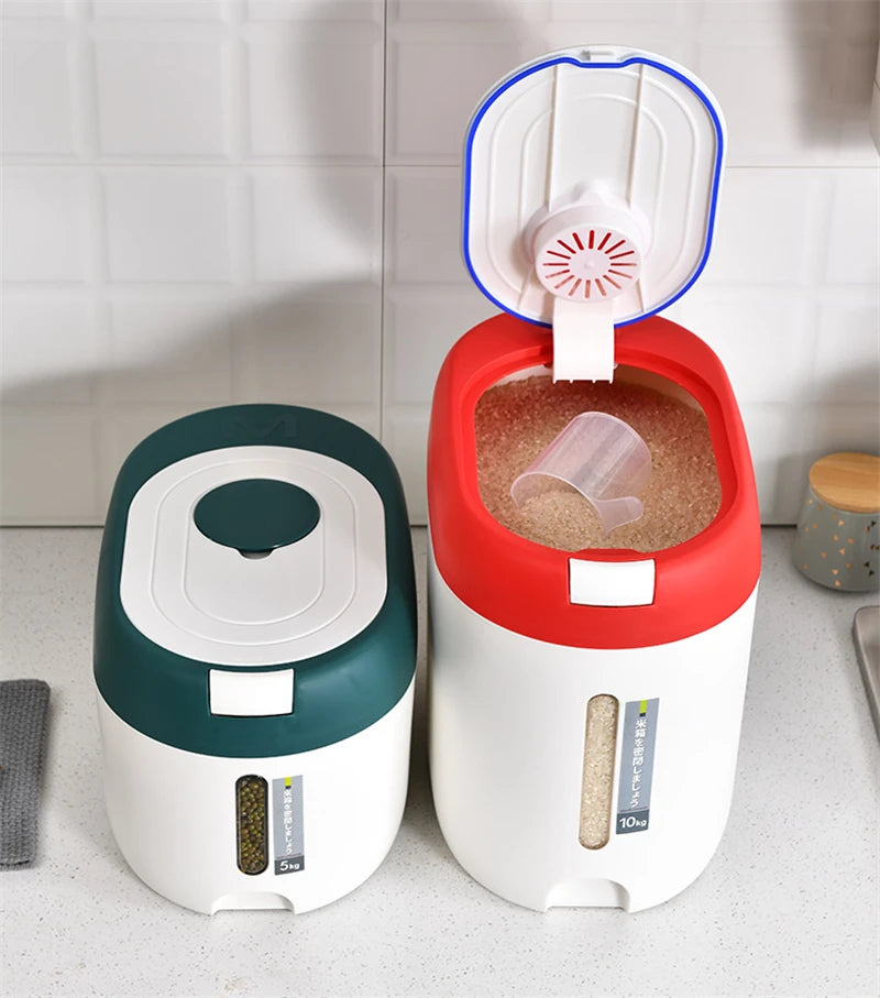 5KG Metering Household Kitchen Rice Bucket Grains Storage Box Food Container Insect-Proof Flour Sealed Jar Cans Organizer