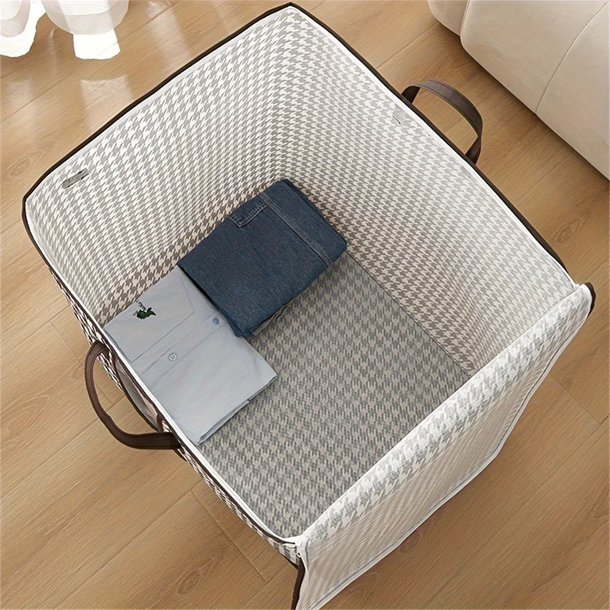 Extra-large Plaid Storage Box Plaid Storage Box Blanket Storage Bag Storage Container with Handle Closet Storage Box