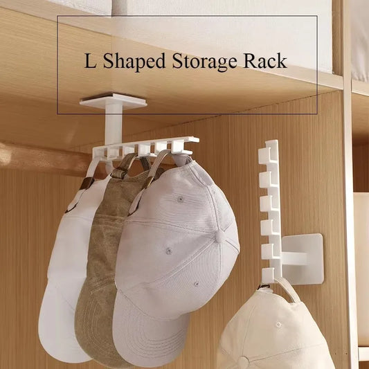 HOT 6 Hooks Hat Holder Shaped Baseball Cap Storage Rack Wall Mount Belt Multifunctional Storage Without Punching Economic Hook