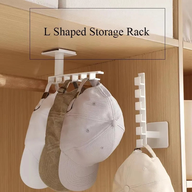 HOT 6 Hooks Hat Holder Shaped Baseball Cap Storage Rack Wall Mount Belt Multifunctional Storage Without Punching Economic Hook