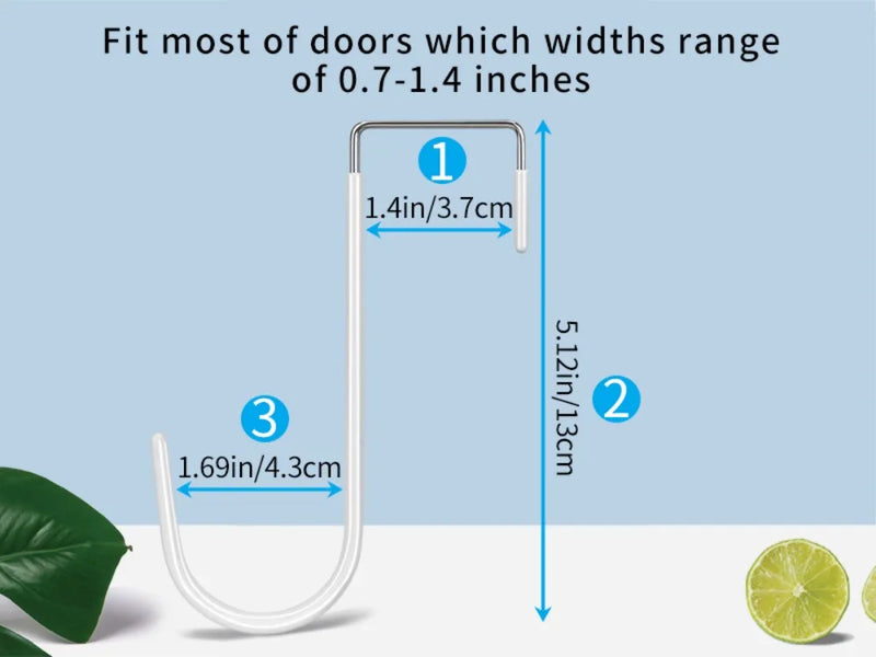 Over the Door Hooks 4 Pack Hangers Hooks Rubber Prevent Scratches Heavy Duty Organizer Bedroom Hanging Clothes Storage Holder