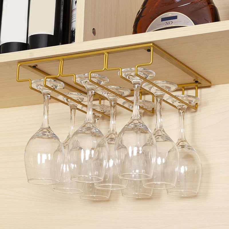 Wine Glass Holder Bartender Stemware Hanging Rack Under Cabinet Champagne Glass Storage Rack Kitchen Multi-purpose Organizer