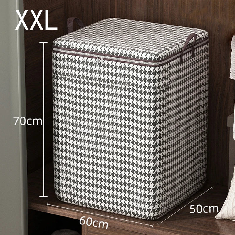 Extra-large Plaid Storage Box Plaid Storage Box Blanket Storage Bag Storage Container with Handle Closet Storage Box