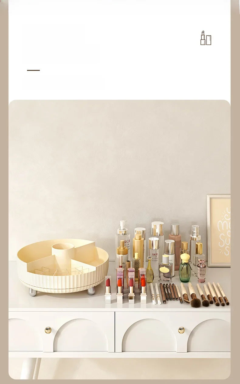 Rotating cosmetics storage box desktop large capacity 360 degree skin care product storage rack dressing table simple storage...