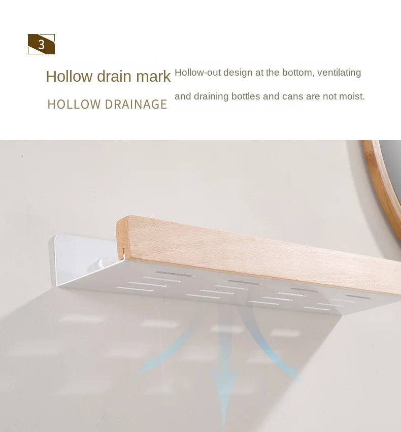Bathroom Storage Shelves，Wooden bathroom Rack Wall-Mounted Punch-Free, Seasoning Board shower Storage Rack，bath shelf organizer