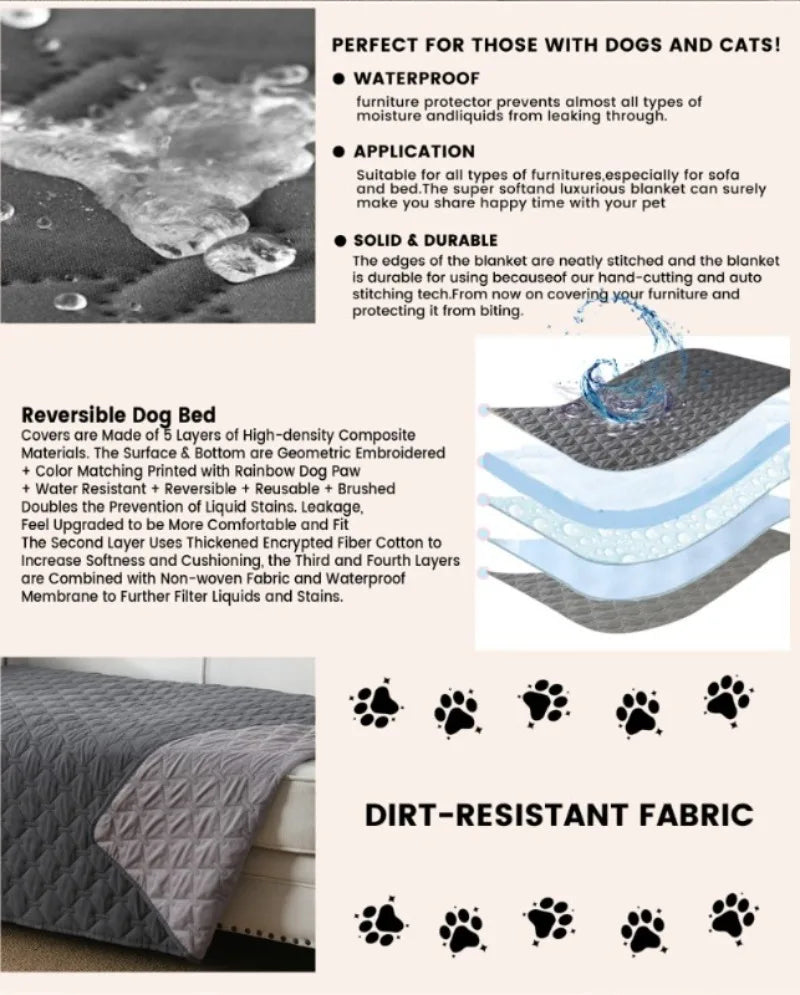 Double-Sided Waterproof Dog Bed Cover Pet Blanket Sofa Couch Furniture Protector For Dogs