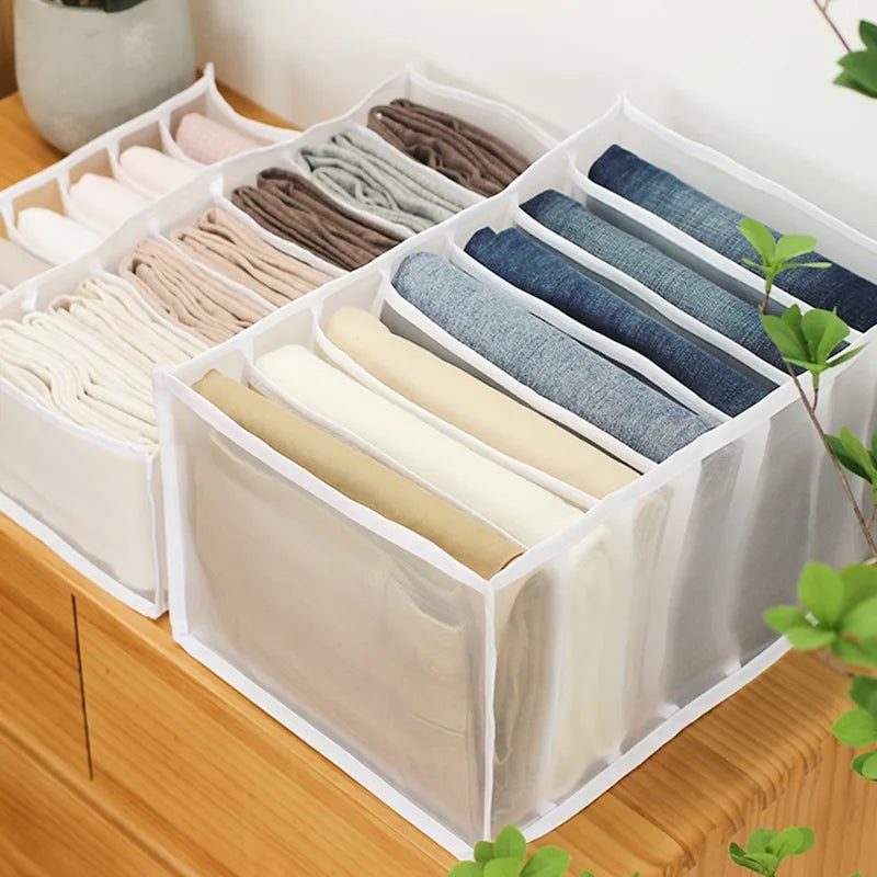 7 Grids Jeans Storage Box Closet Wardrobe Clothes Compartment Boxes Drawer Jeans Socks Separation Organizer Pants Storage
