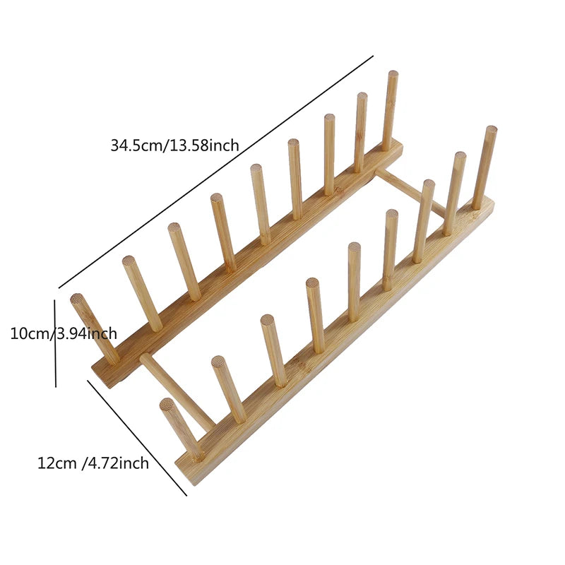 Bamboo Dish Drying Rack Utensil Holder Collapsible Wooden Dish Drainer Rack 2-Tier Folding Drying Holder for Kitchen Counter