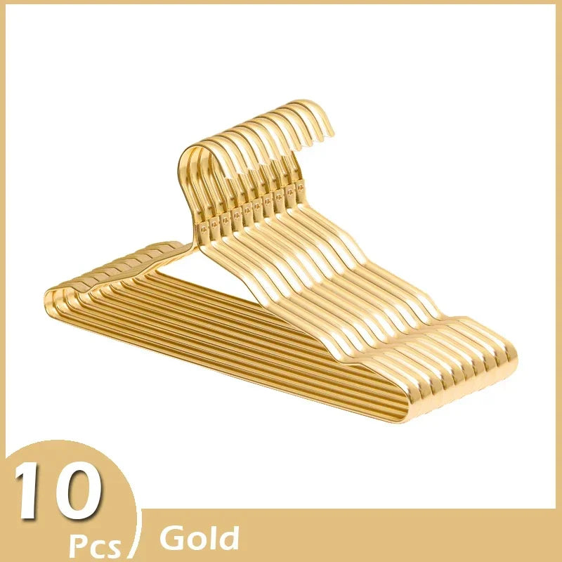 10Pcs Aluminum Clothes Racks Durable Coat Hangers Anti-slip Durable Metal Rack Wardrobe Organizer Closet Clothing Storage Rack